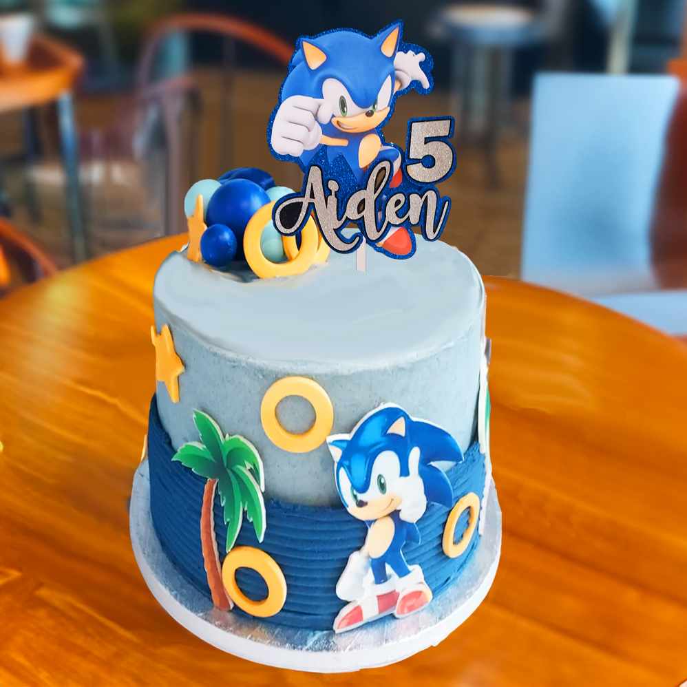 Personalised  Sonic themed cake 