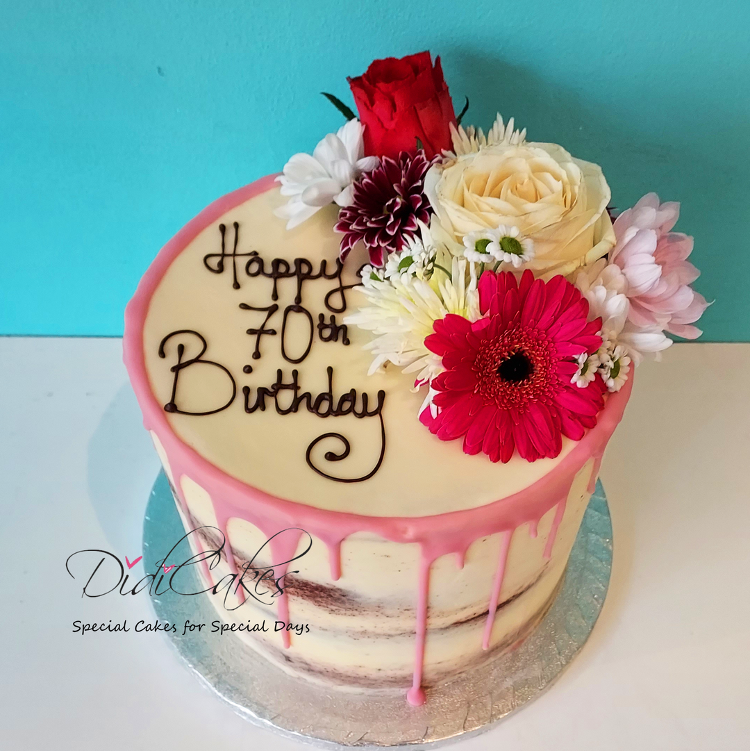 Semi Naked Fresh Flowers Cake